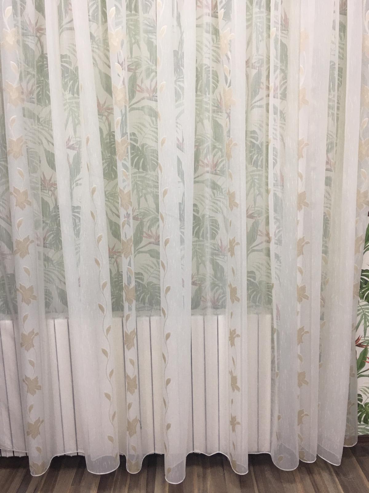 Perdea ivoire 800x245cm cu broderie crini imperiali capuccino gold, cu rejansa by Liz Line - RD1268 - imagine 4