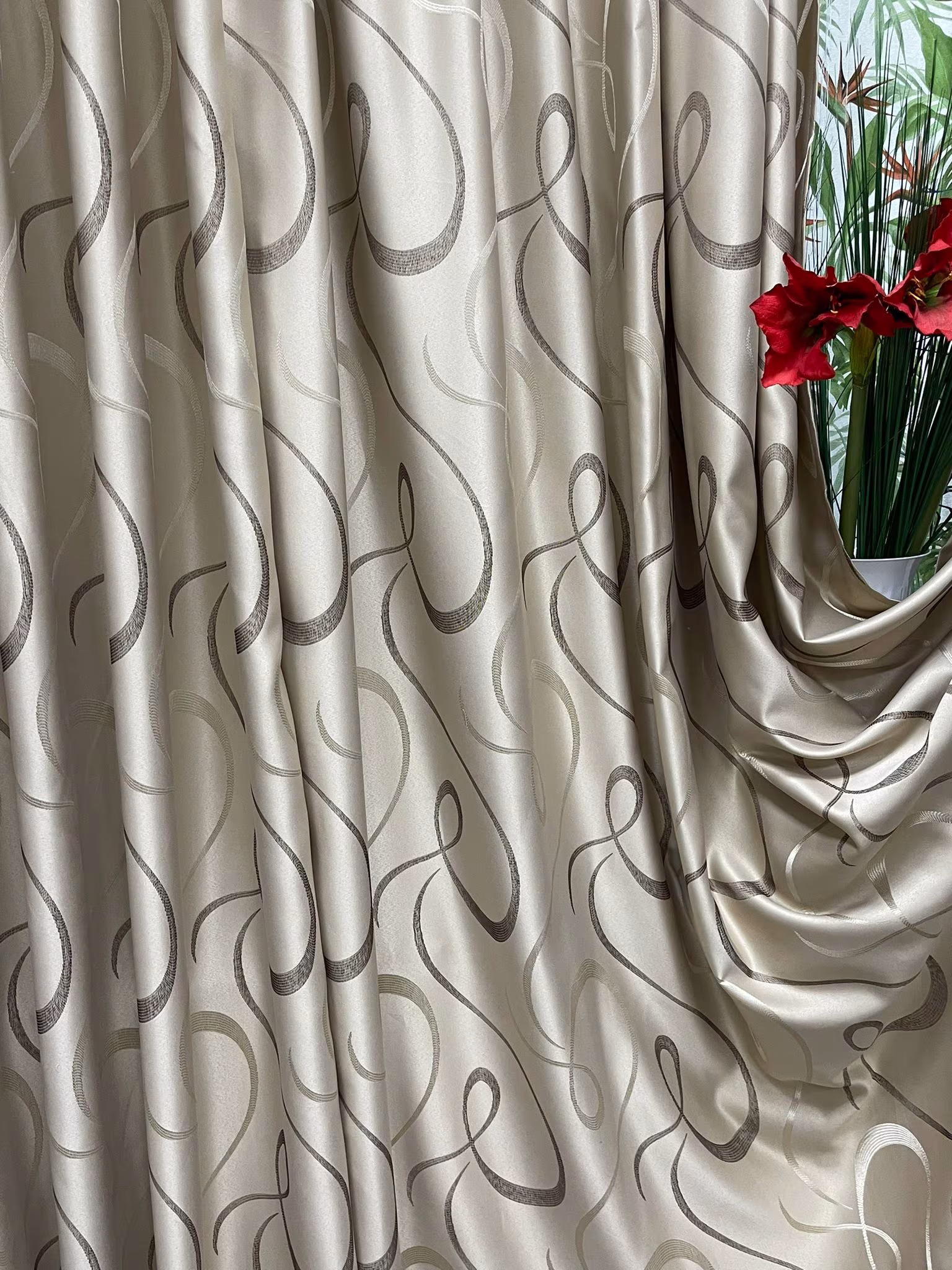 Set draperii semiopace, culoare bej gold, colectia "Barocco - Soft Illusion by Liz Line" 250x245x2buc, cu rejansa - DP15425 - imagine 14