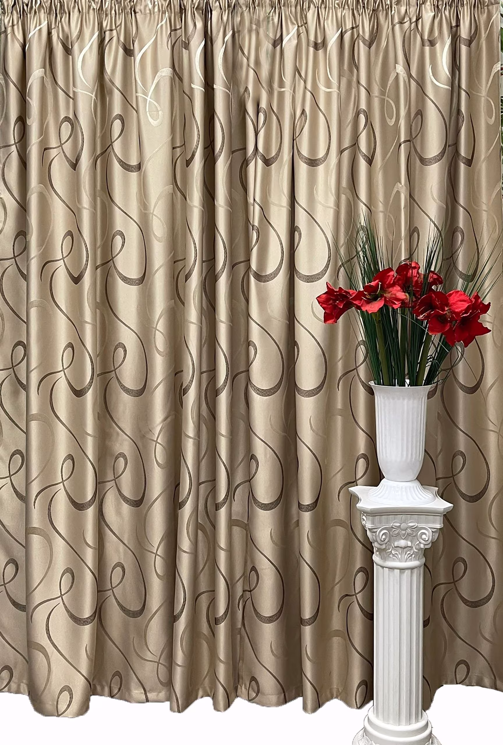Set draperii semiopace, culoare bej gold, colectia "Barocco - Soft Illusion by Liz Line" 300x245x2buc, cu rejansa - DP1543 - imagine 9