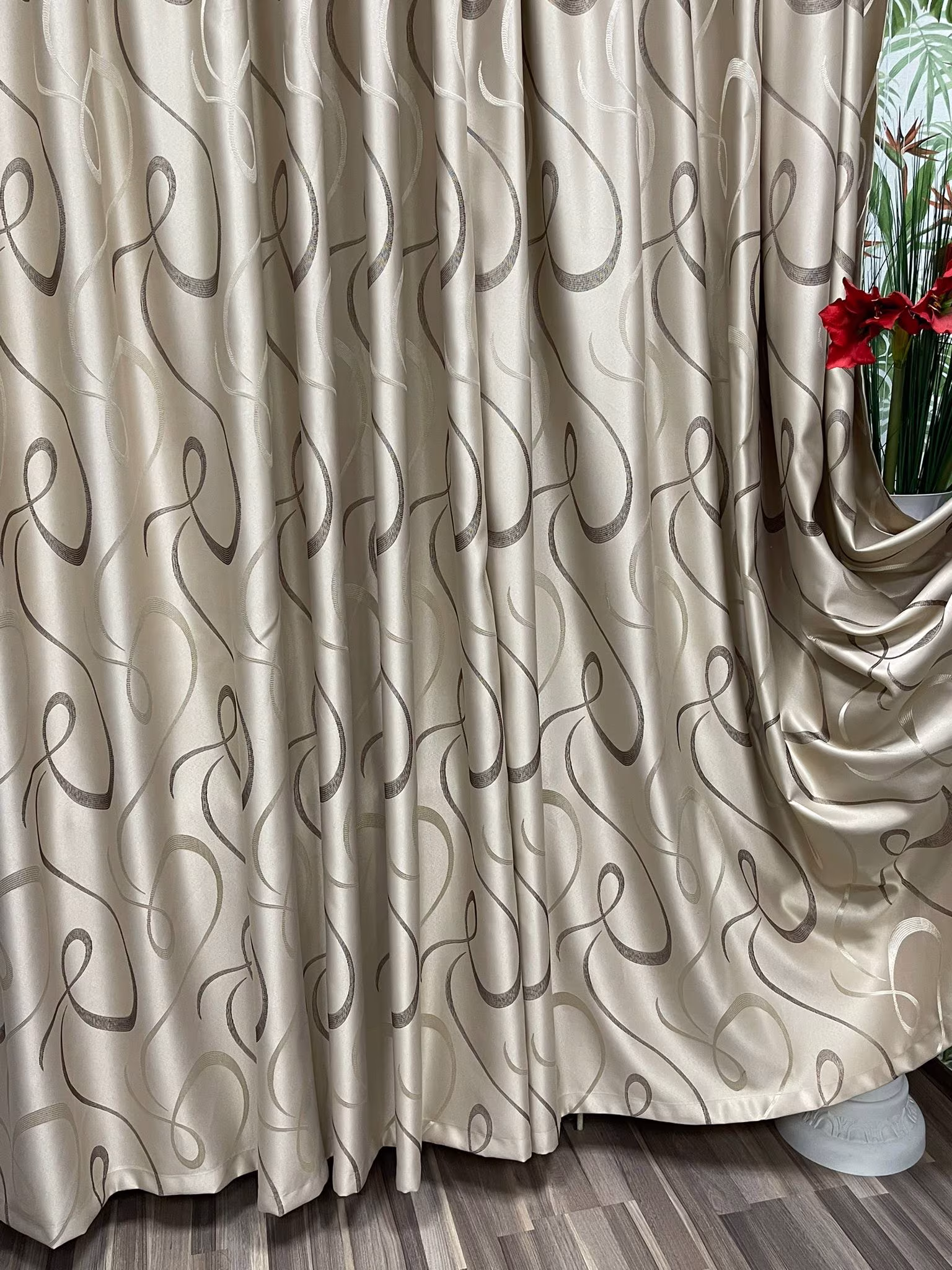 Set draperii semiopace, culoare bej gold, colectia "Barocco - Soft Illusion by Liz Line" 300x245x2buc, cu rejansa - DP1543 - imagine 12