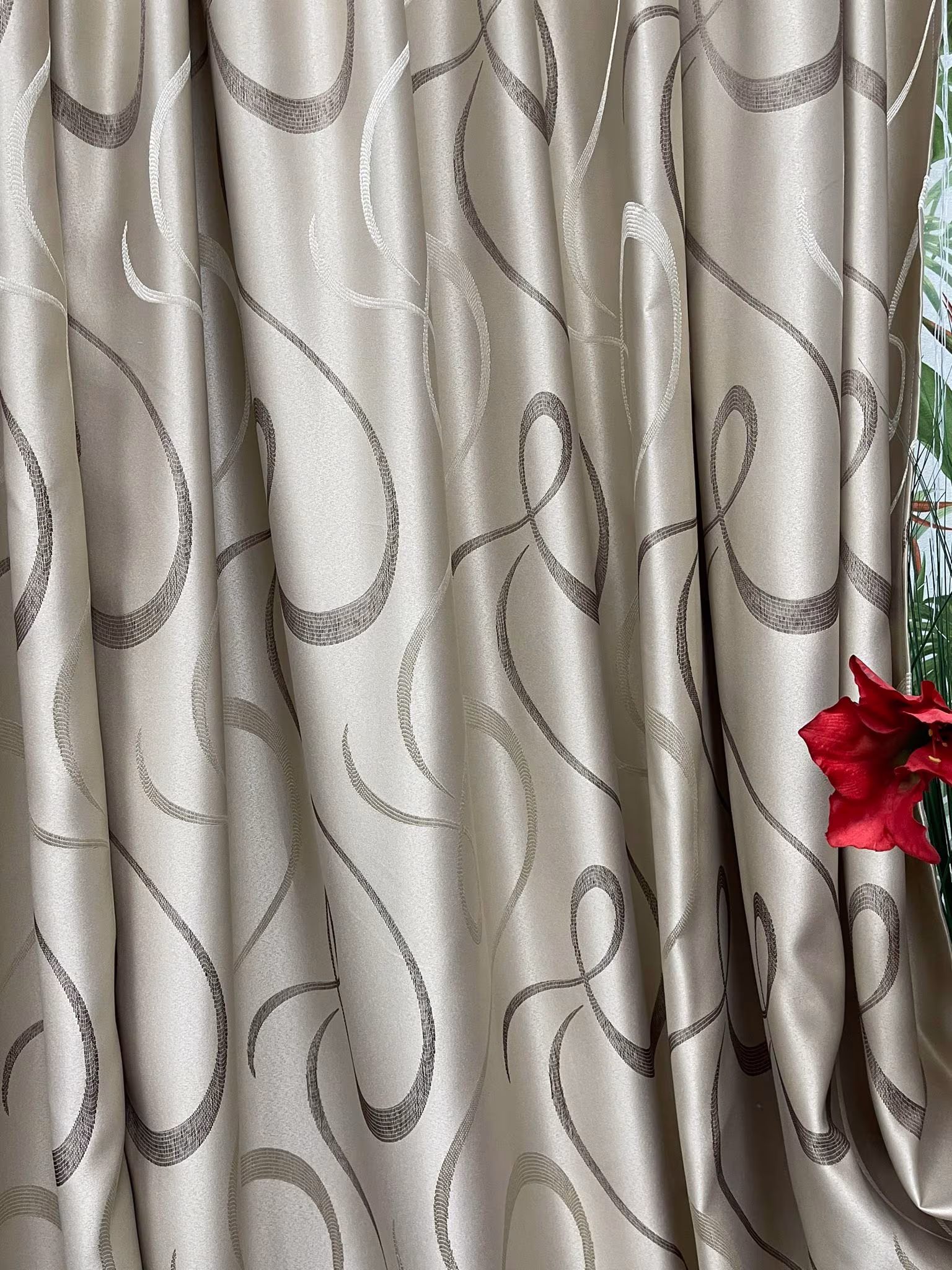 Set draperii semiopace, culoare bej gold, colectia "Barocco - Soft Illusion by Liz Line" 300x245x2buc, cu rejansa - DP1543 - imagine 16