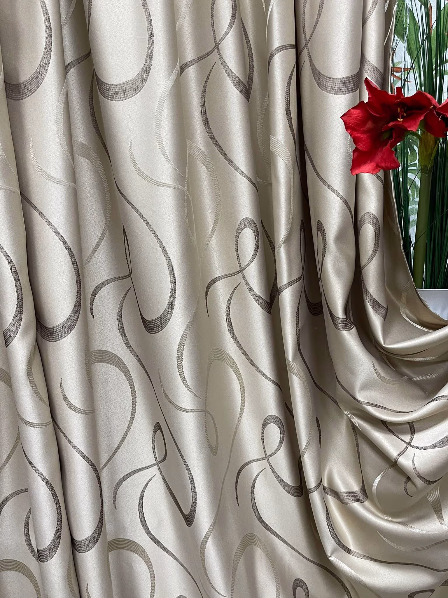 Set draperii semiopace, culoare bej gold, colectia "Barocco - Soft Illusion by Liz Line" 300x245x2buc, cu rejansa - DP1543 - imagine 17