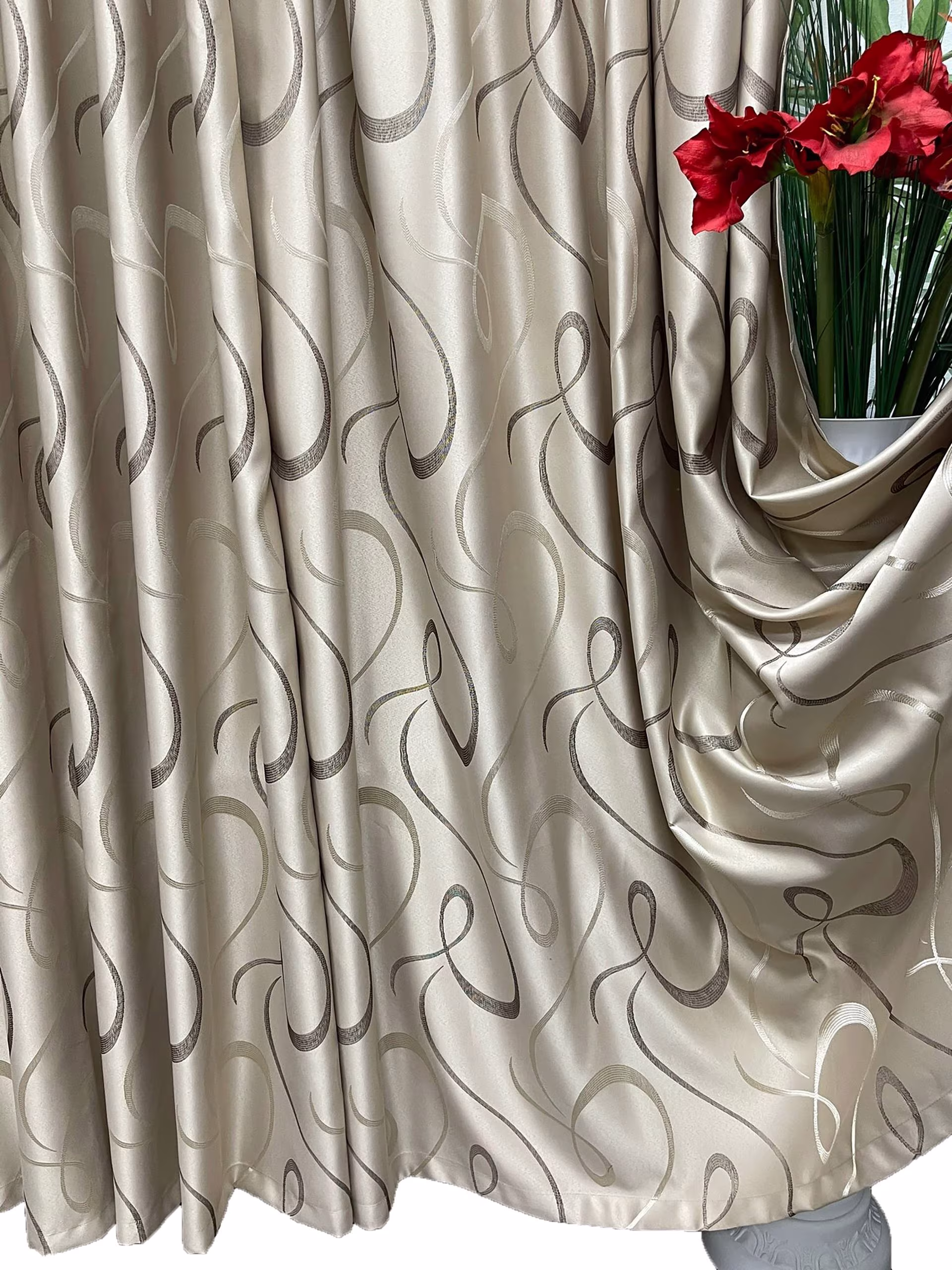 Set draperii semiopace, culoare bej gold, colectia "Barocco - Soft Illusion by Liz Line" 300x245x2buc, cu rejansa - DP1543 - imagine 20
