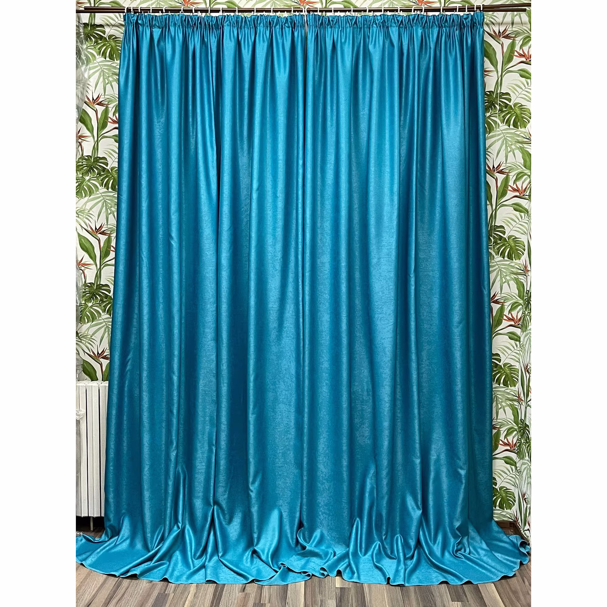 Set doua draperii semiopace, culoare turquoise, colectia „Monocrom” by Liz Line, cu rejansa, 2x300x245cm – SD0343