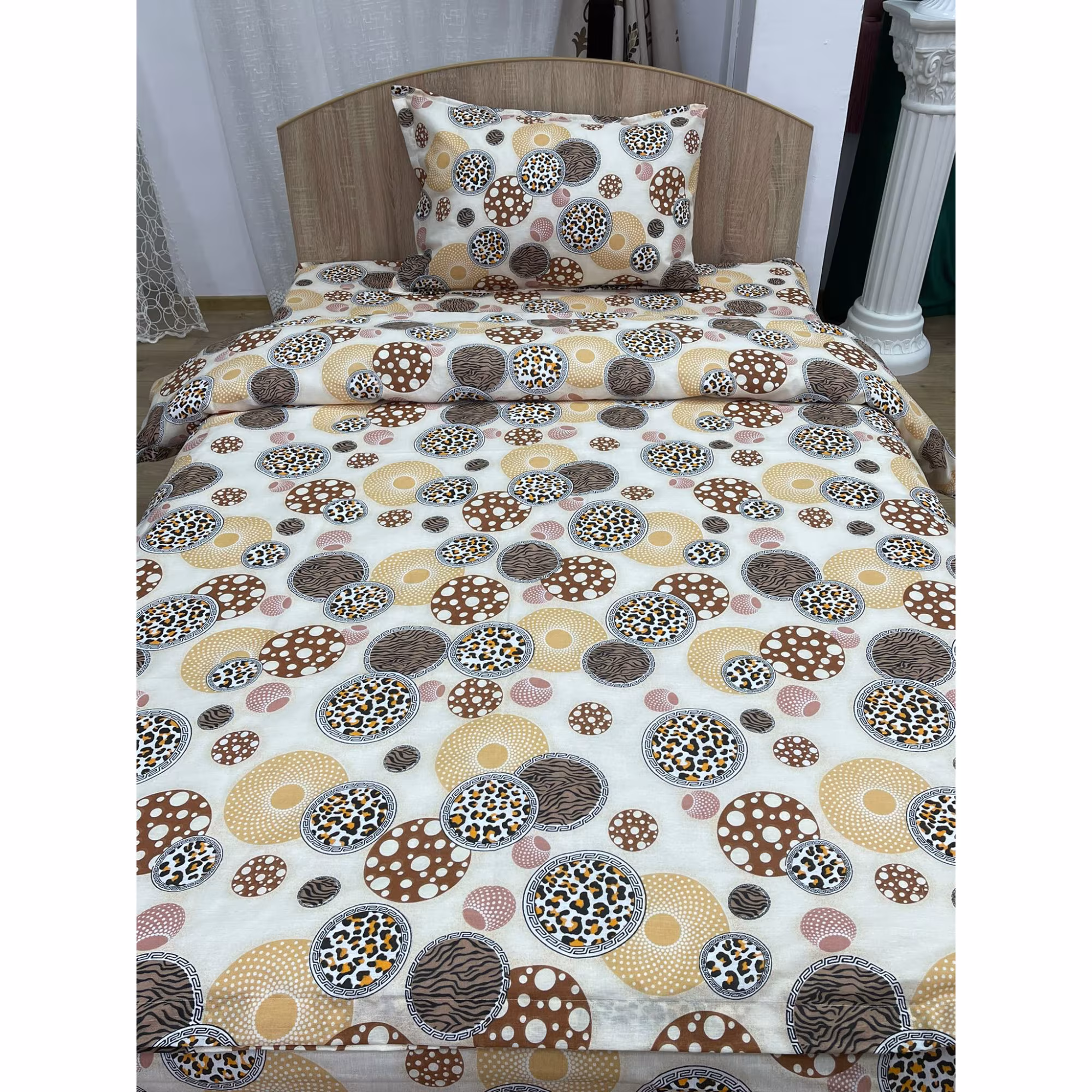 Husa pilota, culoare bej/maro, Animal print by Liz Line, 230/210cm din bumbac 100% HP230217 - imagine 6