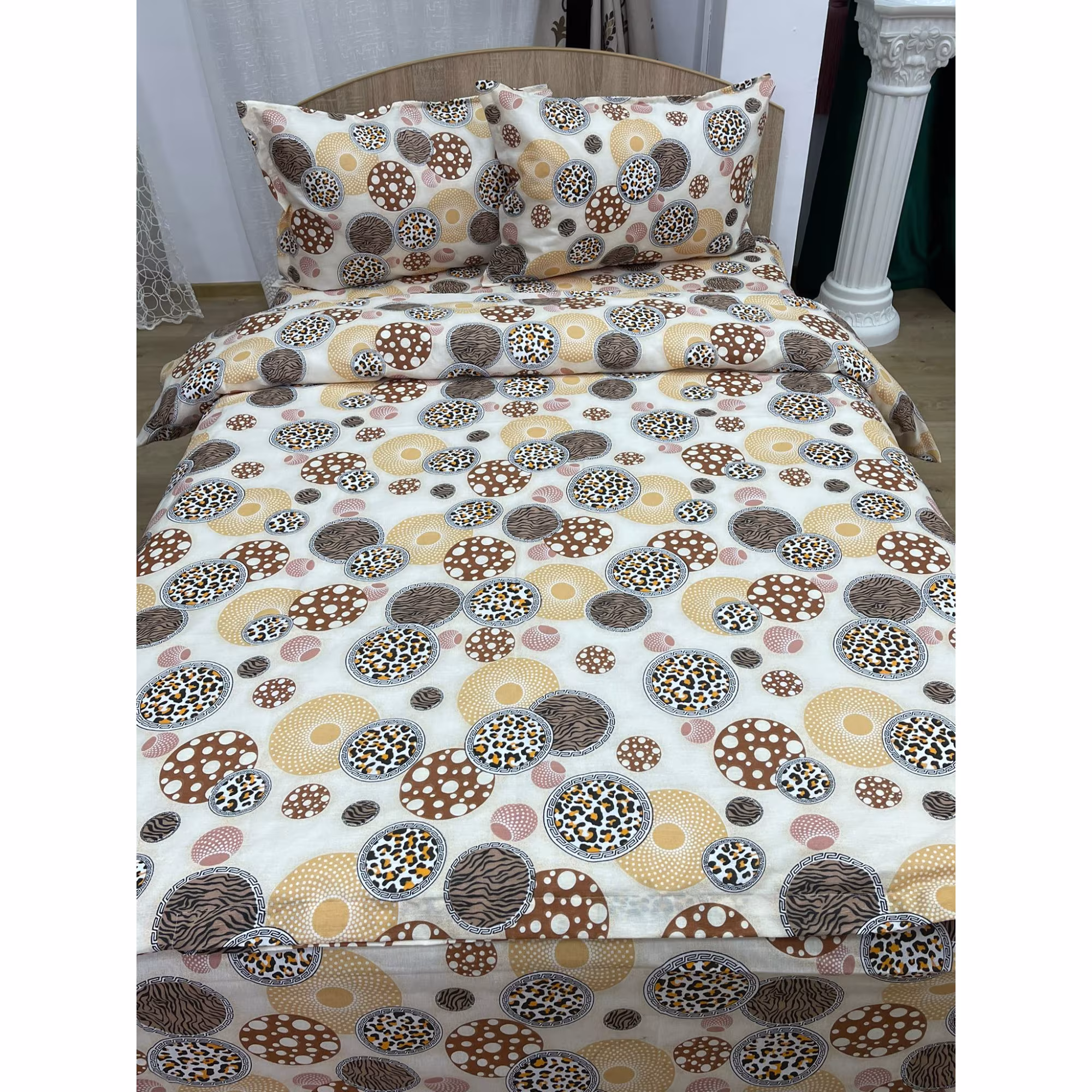 Husa pilota, culoare bej/maro, Animal print by Liz Line, 230/210cm din bumbac 100% HP230217 - imagine 7